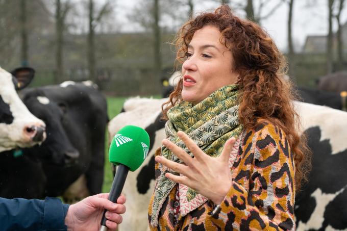 Katja Schuurman tijdens lentedag met eerste weidegang. Foto: ANP / Hollandse Hoogte / Robbert Frank Hagens